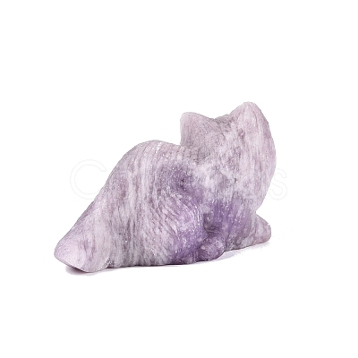 Natural Lepidolite Carved Cat Figurine G-Q615-04E-1