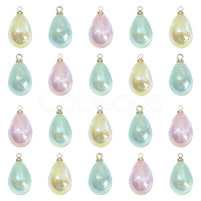 40Pcs 4 Colors Rainbow Iridescent Plating Acrylic Pendants MACR-CJ0001-59-1