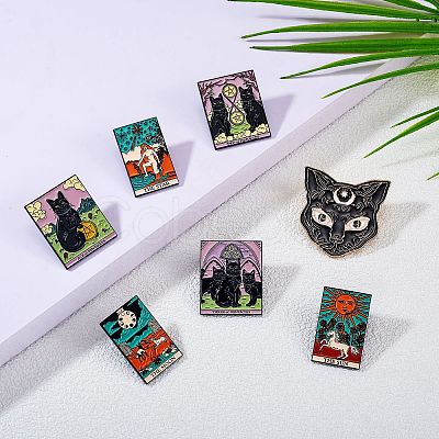 7Pcs 7 Style Alloy Enamel Tarot Brooches JEWB-SZ0001-54-1