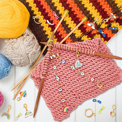 Rainbow DIY Knitting Tool Sets HJEW-NB00058-1