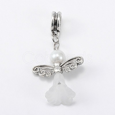Lovely Wedding Dress Angel Alloy European Dangle  Large Hole Pendants PALLOY-JF00004-06-1