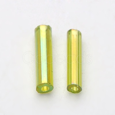 Transparent Colours Rainbow Glass Bugle Beads TSDB6MM164-1