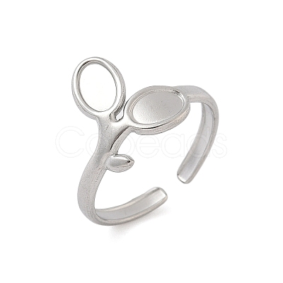 304 Stainless Steel Open Cuff Rings Findings RJEW-A079-10D-P-1
