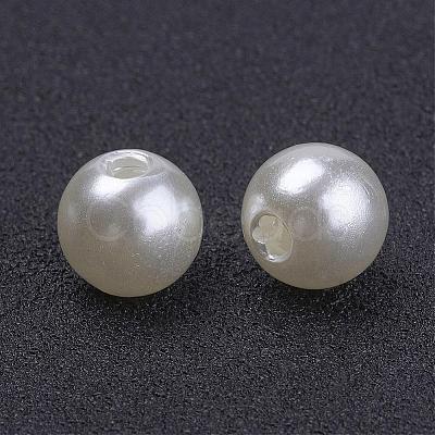 Creamy White Round Chunky Imitation Loose Acrylic Pearl Beads X-PACR-8D-12-1