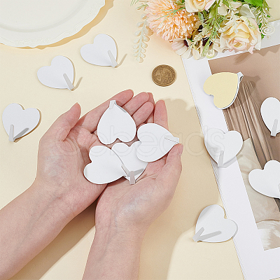 12Pcs Iron Heart-shaped Adhesive Hook AJEW-CN0005-59C-1