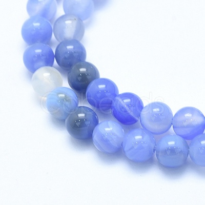 Natural Blue Chalcedony Beads Strands X-G-G765-30-10mm-1