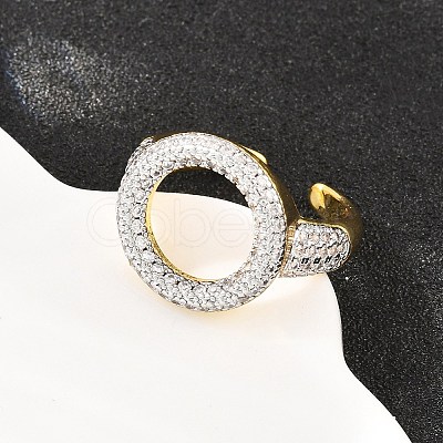 Brass Micro Pave Clear Cubic Zirconia Cuff Open Rings RJEW-T028-02B-G-1