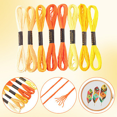 8 Skeins 8 Colors 6-Ply Polyester Embroidery Floss OCOR-CY0002-09G-1