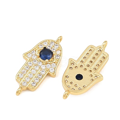 Brass Micro Pave Marine Blue Cubic Zirconia Connector Charms CU-CBAB719-07G-D-1