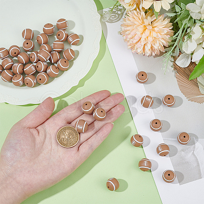 40Pcs Printed Round Silicone Focal Beads SIL-OC0001-24B-1