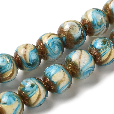 Gold Sand Lampwork Beads Strands LAMP-E036-06D-1