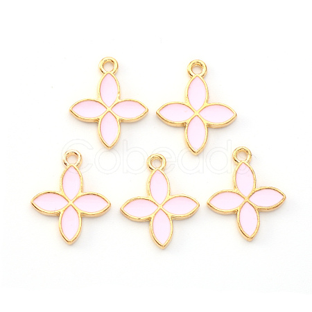 Light Gold Plated Alloy Enamel Pendants X-ENAM-R136-15B-1