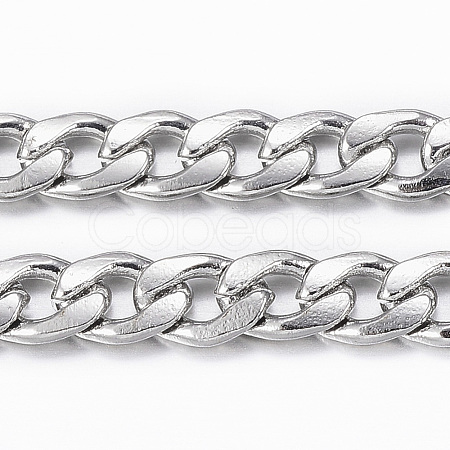 Non-Tarnish 3.28 Feet 304 Stainless Steel Cuban Link Chains X-CHS-H009-14P-1