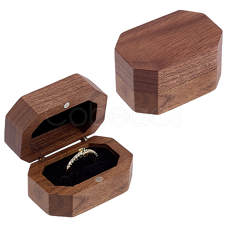 Octagon Wooden Ring Magnetic Boxes CON-WH0107-123A-1
