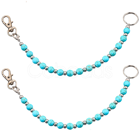2Pcs Synthetic Turquoise Keychain HJEW-SC0002-27B-1