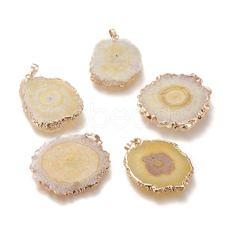 Dyed Natural Druzy Solar Quartz Crystal Pendants G-F693-01E-G-1