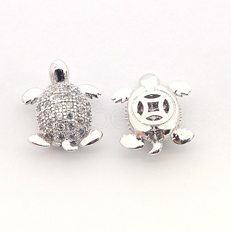 Brass Micro Pave Cubic Zirconia Tortoise Beads ZIRC-L007-42P-1