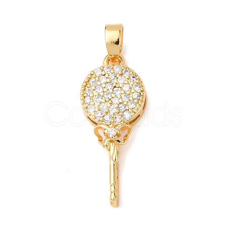 Brass Micro Pave Clear Cubic Zirconia Pendants KK-C249-01G-1