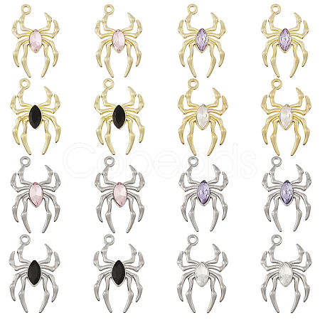 16Pcs 8 Styles Glass Spider Pendant FIND-CA0008-37-1