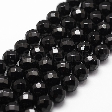 Natural Dyed & Heated Black Onyx Beads Strands X-G-D840-23-10mm-1