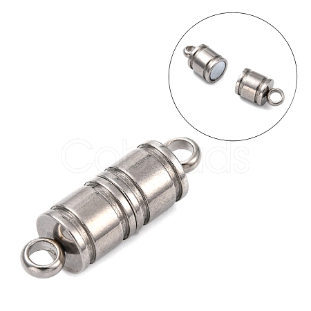 Tarnish Resistant Column 304 Stainless Steel Magnetic Clasps with Loops X-STAS-I028-1