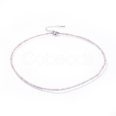 Natural Strawberry Quartz Beaded Necklaces NJEW-JN02492-06-1