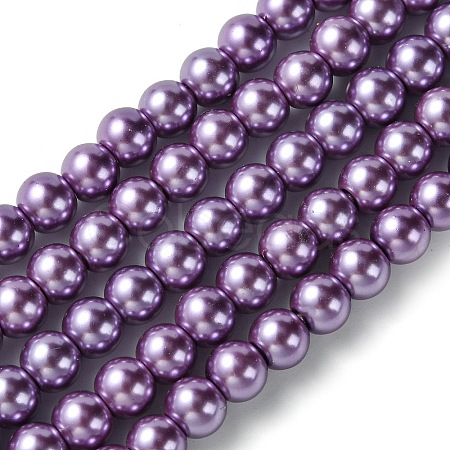 Eco-Friendly Dyed Glass Pearl Bead Strands HY-A008-6mm-RB083-1