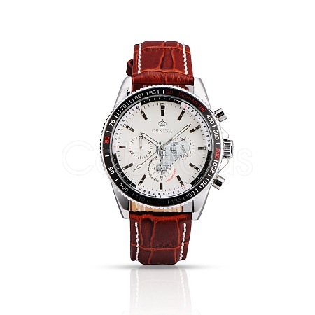 Stainless Steel Leather Wrist Watch WACH-A002-07-1