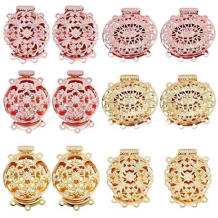 12 Sets 6 Style Brass Box Clasps KK-SZ0001-50-1