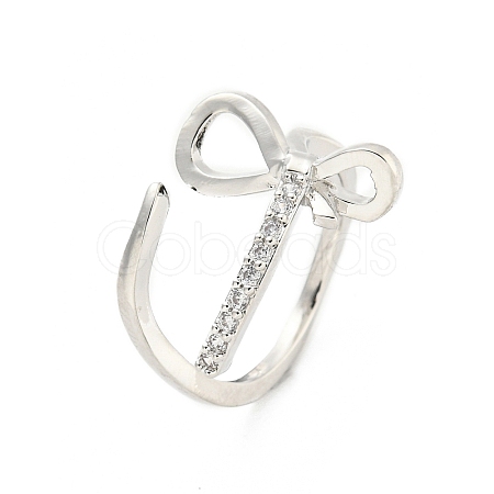 Brass Micro Pave Cubic Zirconia Cuff Rings RJEW-I103-073P-1