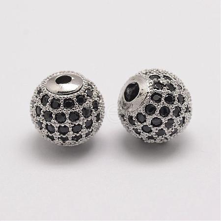Brass Micro Pave Cubic Zirconia Beads ZIRC-E110-06P-1