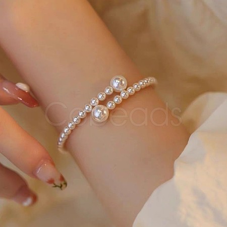 Resin Imitation Pearl Beaded Cuff Bangles for Women WGD81E8-10-1