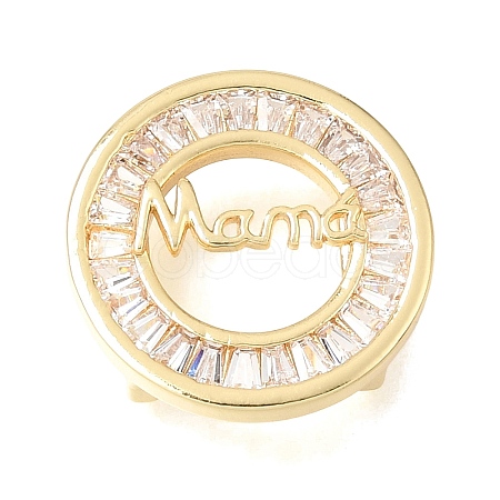 Mother's Day Brass Micro Pave Cubic Zirconia Slide Charms KK-E802-21G-A-1