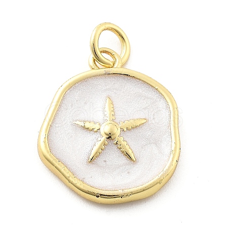 Ocean Theme Brass Enamel Pendants KK-Q029-01B-G-1