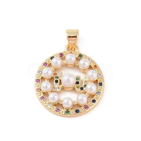 Brass Micro Pave Colorful Cubic Zirconia Pendants KK-E111-34C-G-1