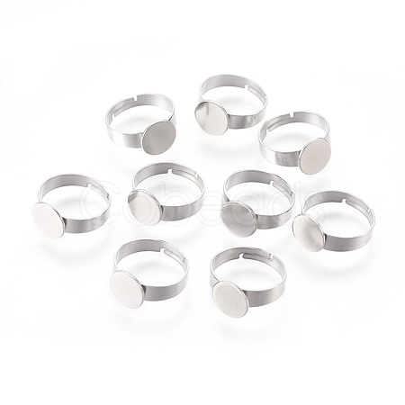Tarnish Resistant Adjustable 304 Stainless Steel Finger Rings Components X-STAS-F149-21P-A-1