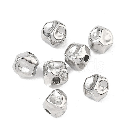 Hammered 304 Stainless Steel Beads STAS-B127-01P-08-1