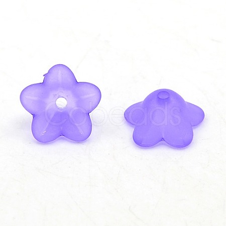 Chunky Indigo Transparent Frosted Flower Acrylic Beads X-PL560-13-1