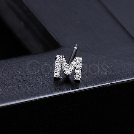 Platinum Brass Micro Pave Cubic Zirconia Stud Earrings XI6969-13-1