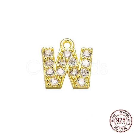 Real 18K Gold Plated 925 Sterling Silver Micro Pave Clear Cubic Zirconia Charms STER-P054-10G-W-1