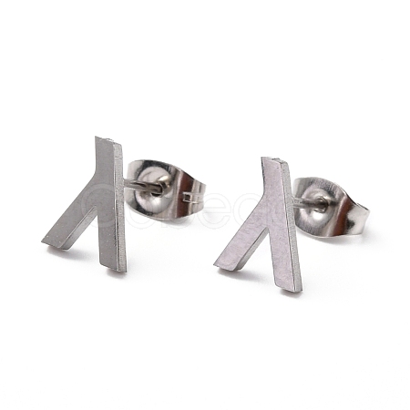 Tarnish Resistant 304 Stainless Steel Greek Alphabet Stud Earrings STAS-D007-07P-11-1