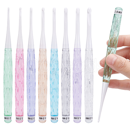 8Pcs 8 Colors Plastic Crochet Hooks AJEW-UN0002-35-1