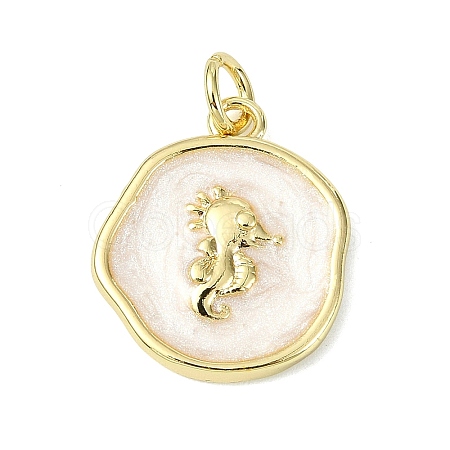 Ocean Theme Brass Enamel Pendants KK-H270-06G-01-1