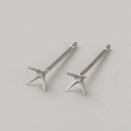 Rhomdium Plated 925 Sterling Silver Stud Earring Findings STER-WH0009-15A-P-1