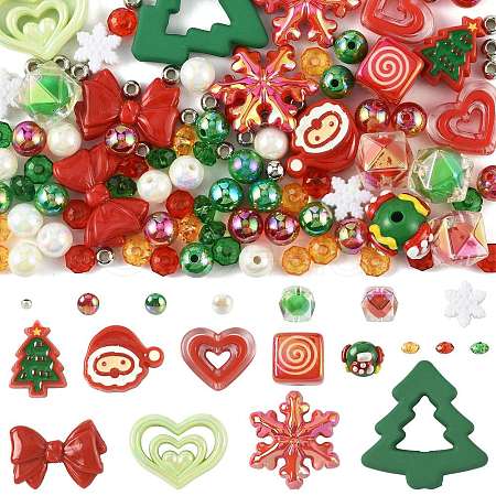 100Pcs 19 Styles Christmas Acrylic Beads MACR-FS0002-33-1