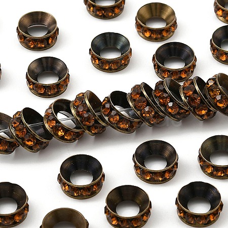 Brass Rhinestone Spacer Beads X-RB-A020-10mm-15AB-1