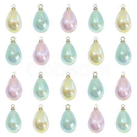 40Pcs 4 Colors Rainbow Iridescent Plating Acrylic Pendants MACR-CJ0001-59-1