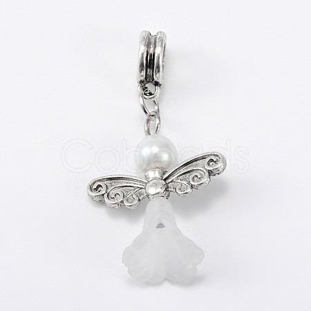 Lovely Wedding Dress Angel Alloy European Dangle  Large Hole Pendants PALLOY-JF00004-06-1