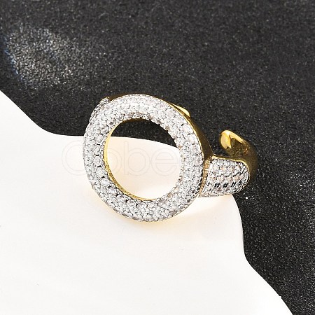 Brass Micro Pave Clear Cubic Zirconia Cuff Open Rings RJEW-T028-02B-G-1