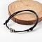 Adjustable Waxed Cotton Cord Bracelets, with Alloy Findings, Antique Silver, Black, 65mm